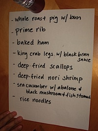 New Year's Day 2009 menu