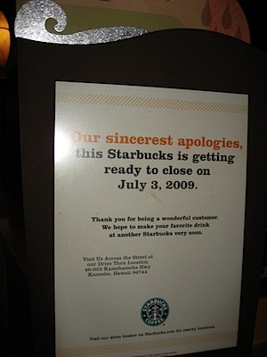 Windward Mall Starbucks Closing
