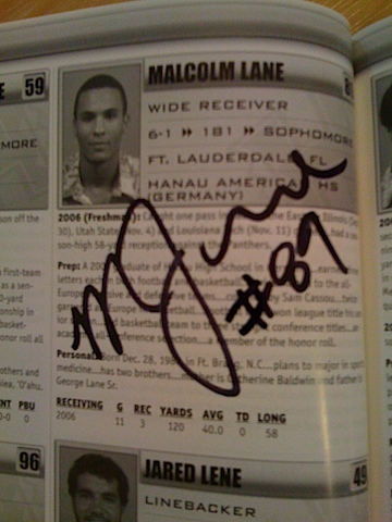 Malcolm Lane Autograph