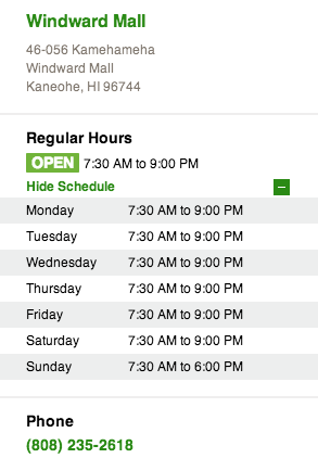 Starbucks Windward Mall Hours