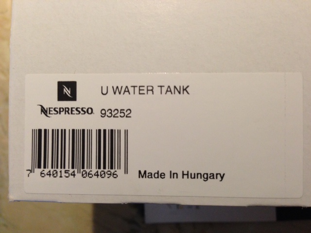 Replacement Nespresso U water tank