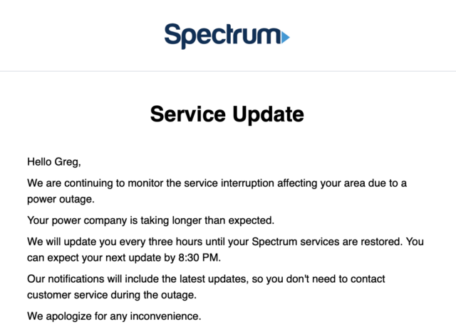 Spectrum Service Update Emails are Funny and Irritating – Pulpconnection